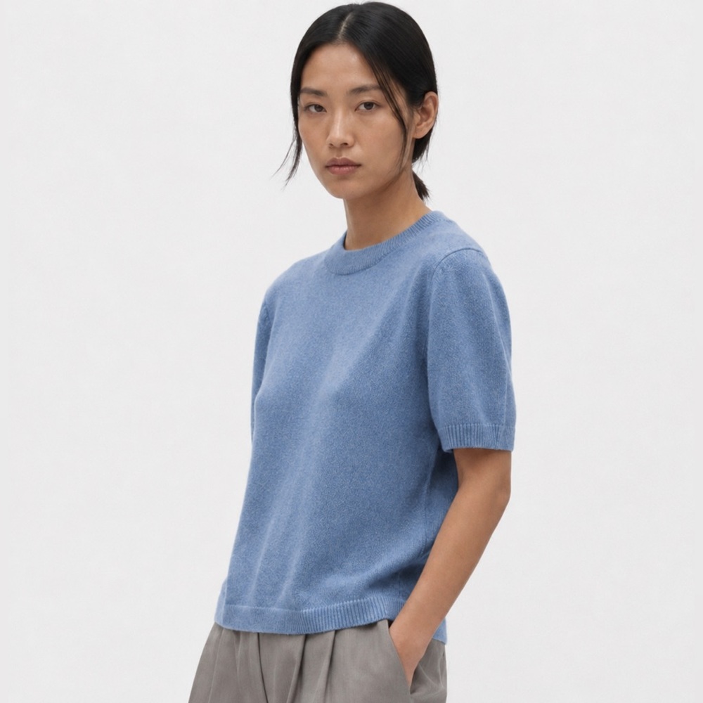 NWT Harper Lane Carter Cashmere Crewneck Short Sleeve Sweater